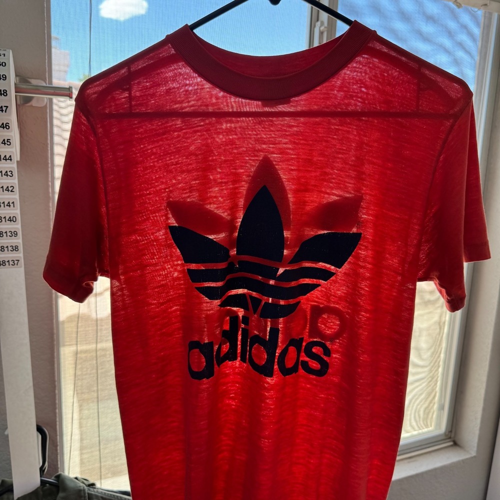 Vintage Adidas T Shirt Mens Medium 70s 80s Paper Thin Cotton Single Stitch USA
